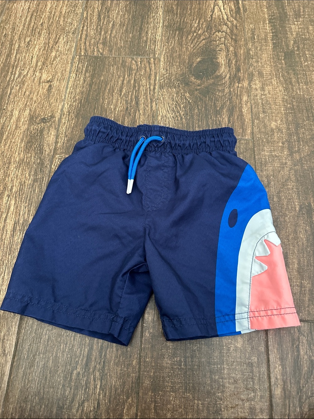 Cat & Jack Boys Shark Swim Trunks Navy Blue 4T Toddler Beach Pool Summer Shorts
